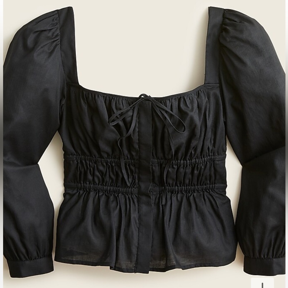 J. Crew Black Puff Sleeve Blouse